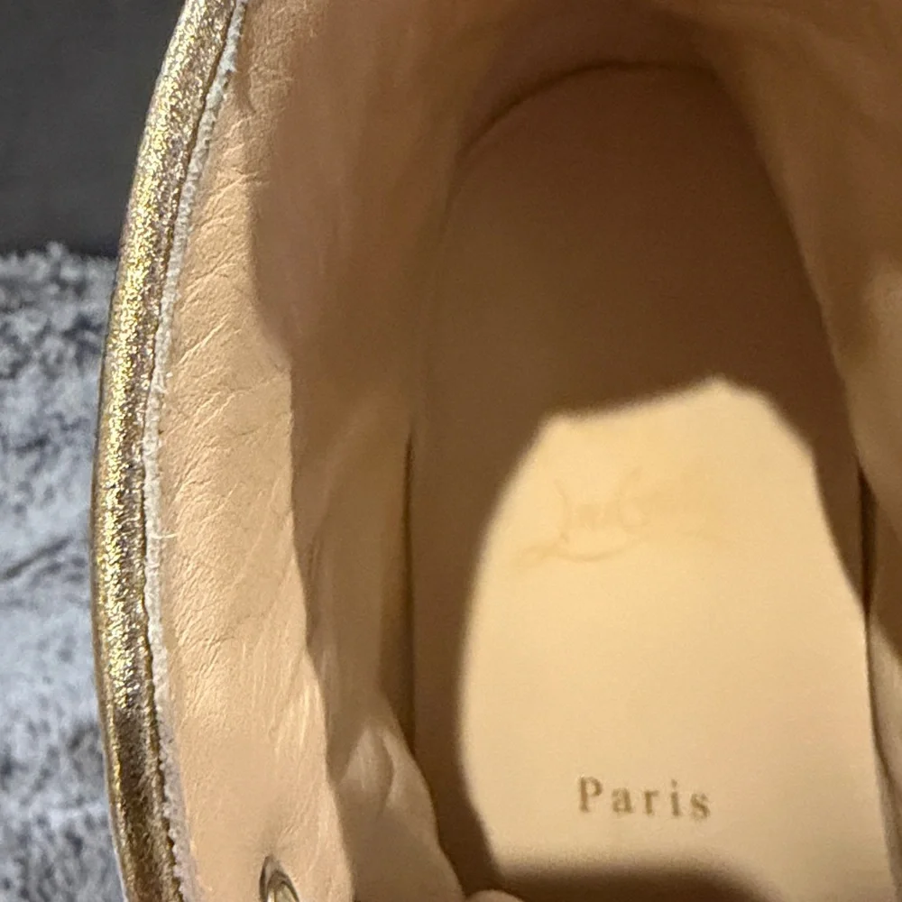Christian Louboutin White and Gold Threaded Orlando High-Tops
